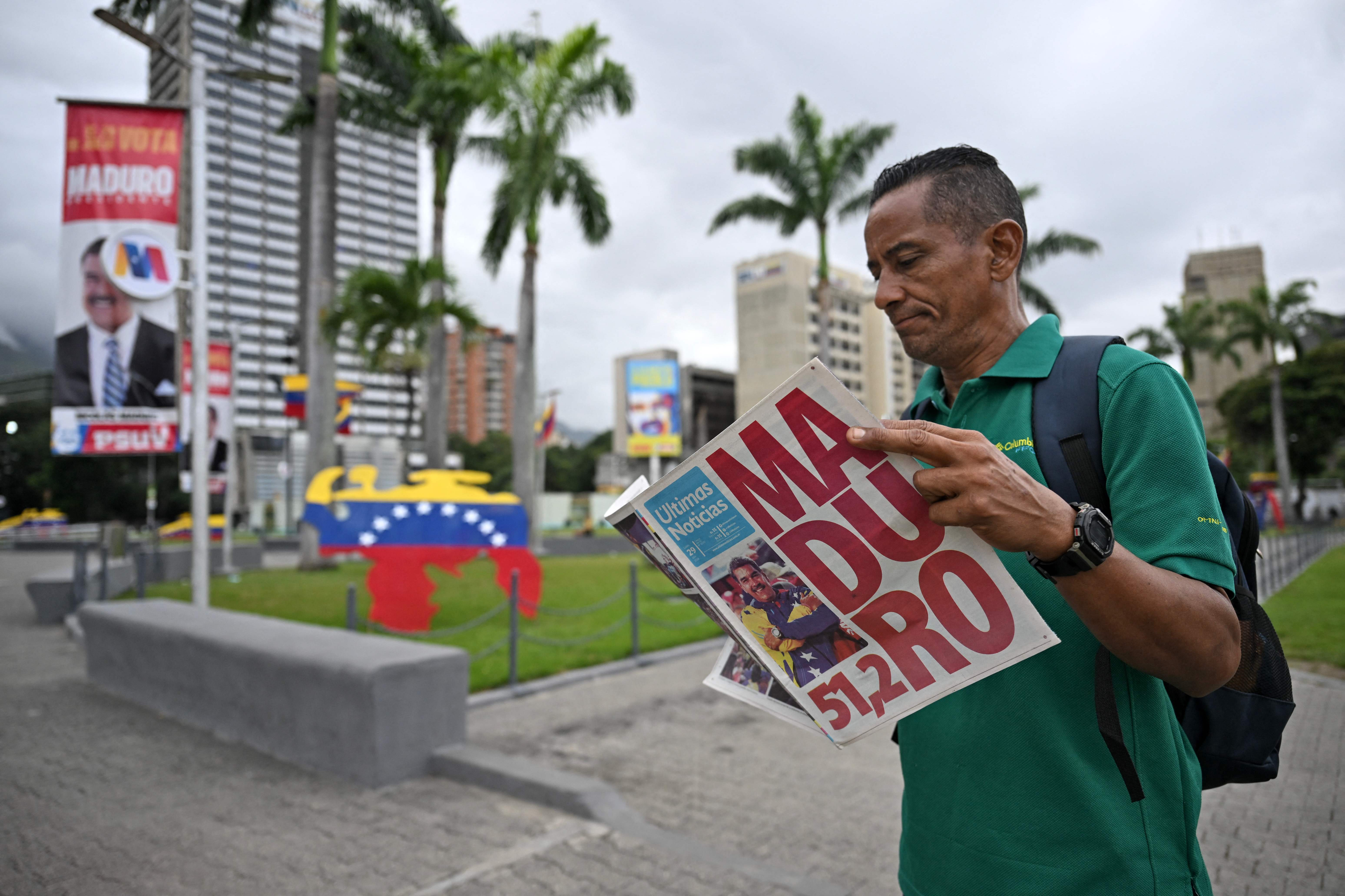 Venezuela amanece bajo la mirada del mundo luego de los resultados electorales que le dieron la reelección a Nicolás Maduro.  (Foto Prensa Libre: Raul ARBOLEDA / AFP)