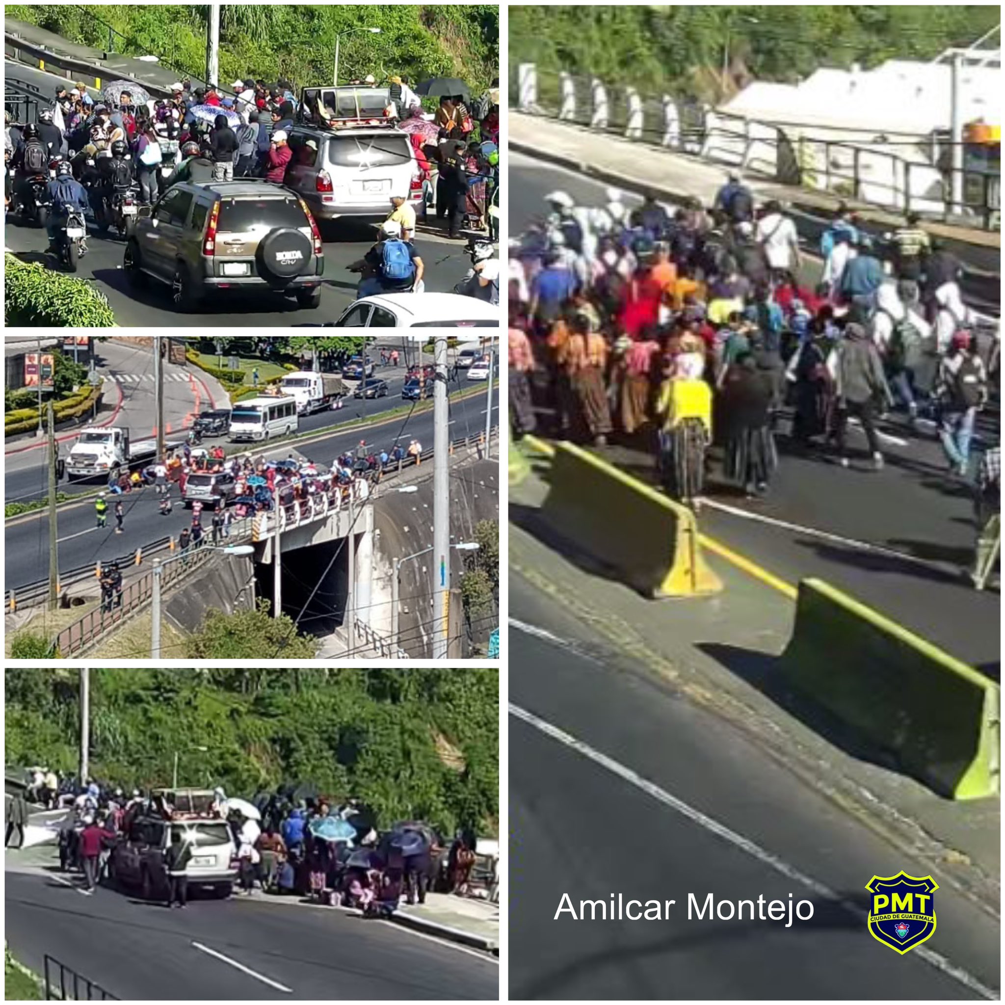 Manifestantes afectan el paso en ruta al Atlántico y calzada Roosevelt hacia el Centro Histórico. (Foto Prensa Libre: Amílcar Montejo)