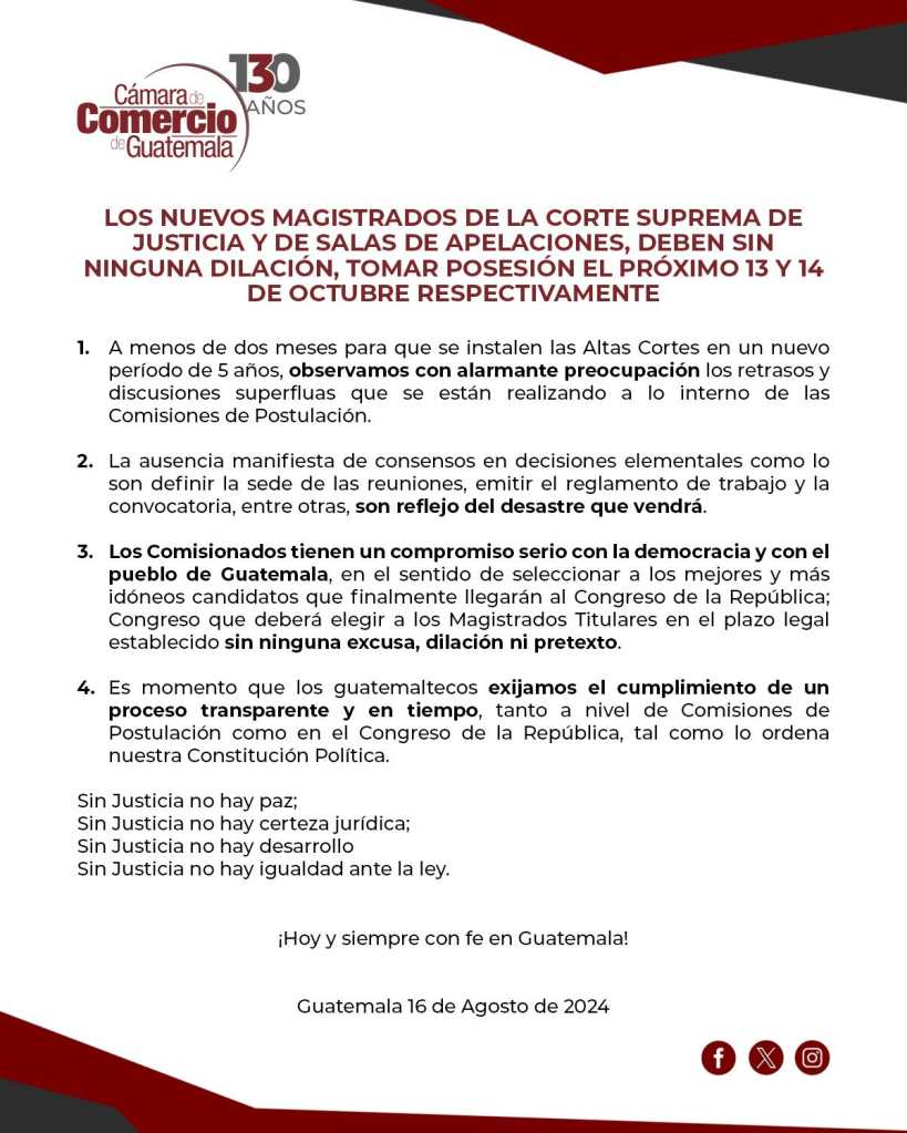 CÃ¡mara de Comercio se pronuncia por Comisiones de PostulaciÃ³n