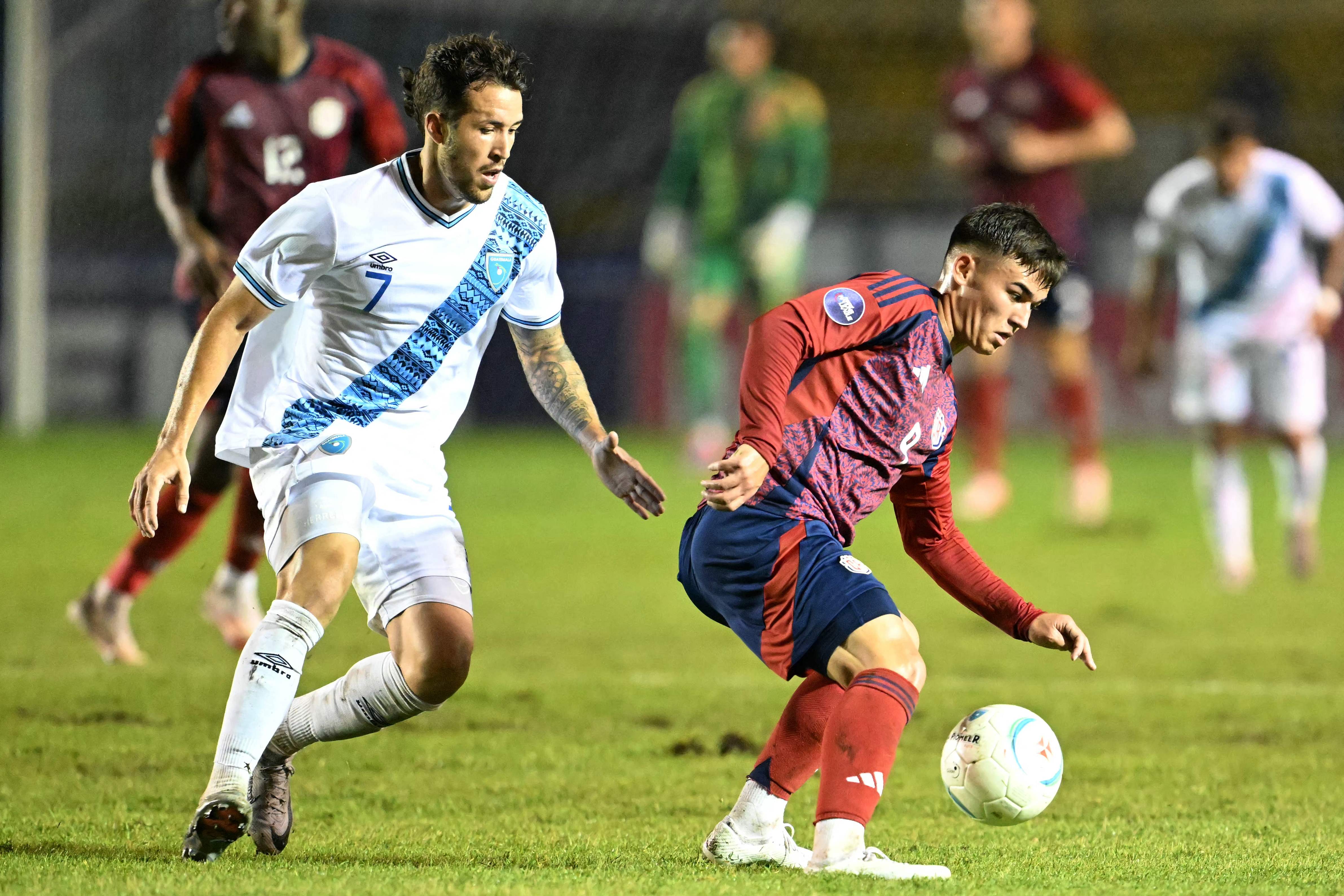 Aarón Herrera durante el último partido de Guatemala contra Costa Rica.