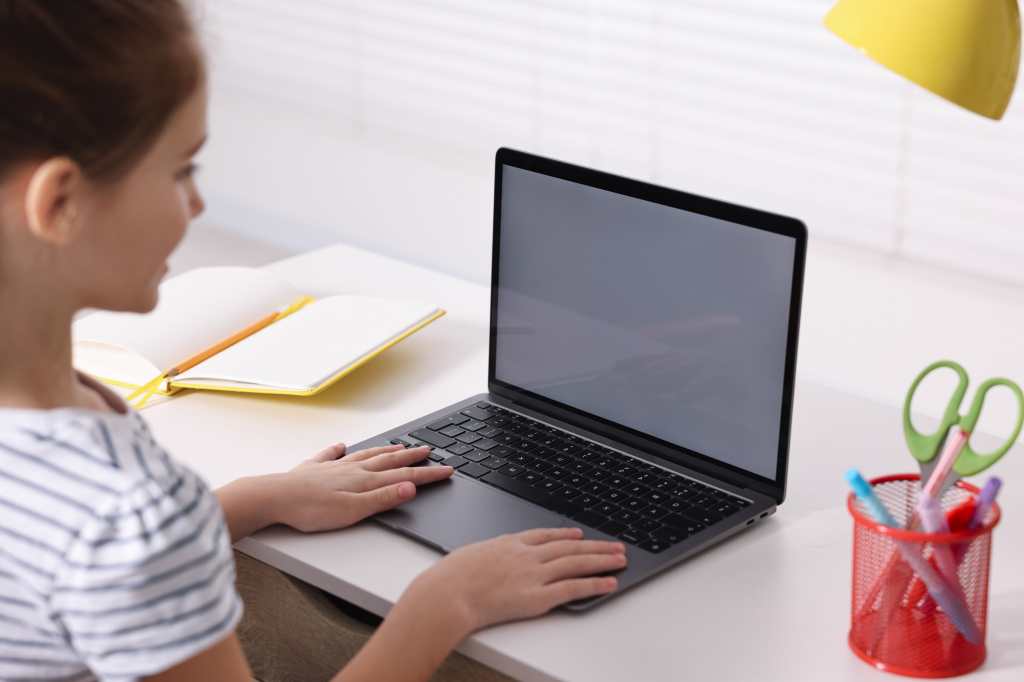 Una niña con computadora 