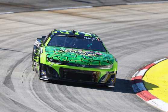 MARTINSVILLE, VIRGINIA - NOVEMBER 02: Justin Haley, driver of the #7 Optic Gaming/Gainbridge Sport Chevrolet, drives during practice for the NASCAR Cup Series Xfinity 500 at Martinsville Speedway on November 02, 2024 in Martinsville, Virginia.   David Jensen/Getty Images/AFP (Photo by David Jensen / GETTY IMAGES NORTH AMERICA / Getty Images via AFP)