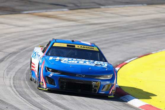 MARTINSVILLE, VIRGINIA - NOVEMBER 02: Kyle Larson, driver of the #5 HendrickCars.com Chevrolet, drives during practice for the NASCAR Cup Series Xfinity 500 at Martinsville Speedway on November 02, 2024 in Martinsville, Virginia.   David Jensen/Getty Images/AFP (Photo by David Jensen / GETTY IMAGES NORTH AMERICA / Getty Images via AFP)