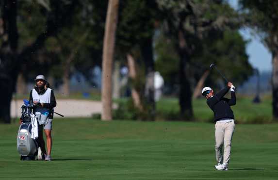 ST SIMONS ISLAND, GEORGIA - NOVEMBER 22: Ryo Hisatsune of Japan plays a shot on the eighth hole during the second round of The RSM Classic 2024 on the Plantation course at Sea Island Resort on November 22, 2024 in St Simons Island, Georgia.   Kevin C. Cox/Getty Images/AFP (Photo by Kevin C. Cox / GETTY IMAGES NORTH AMERICA / Getty Images via AFP)