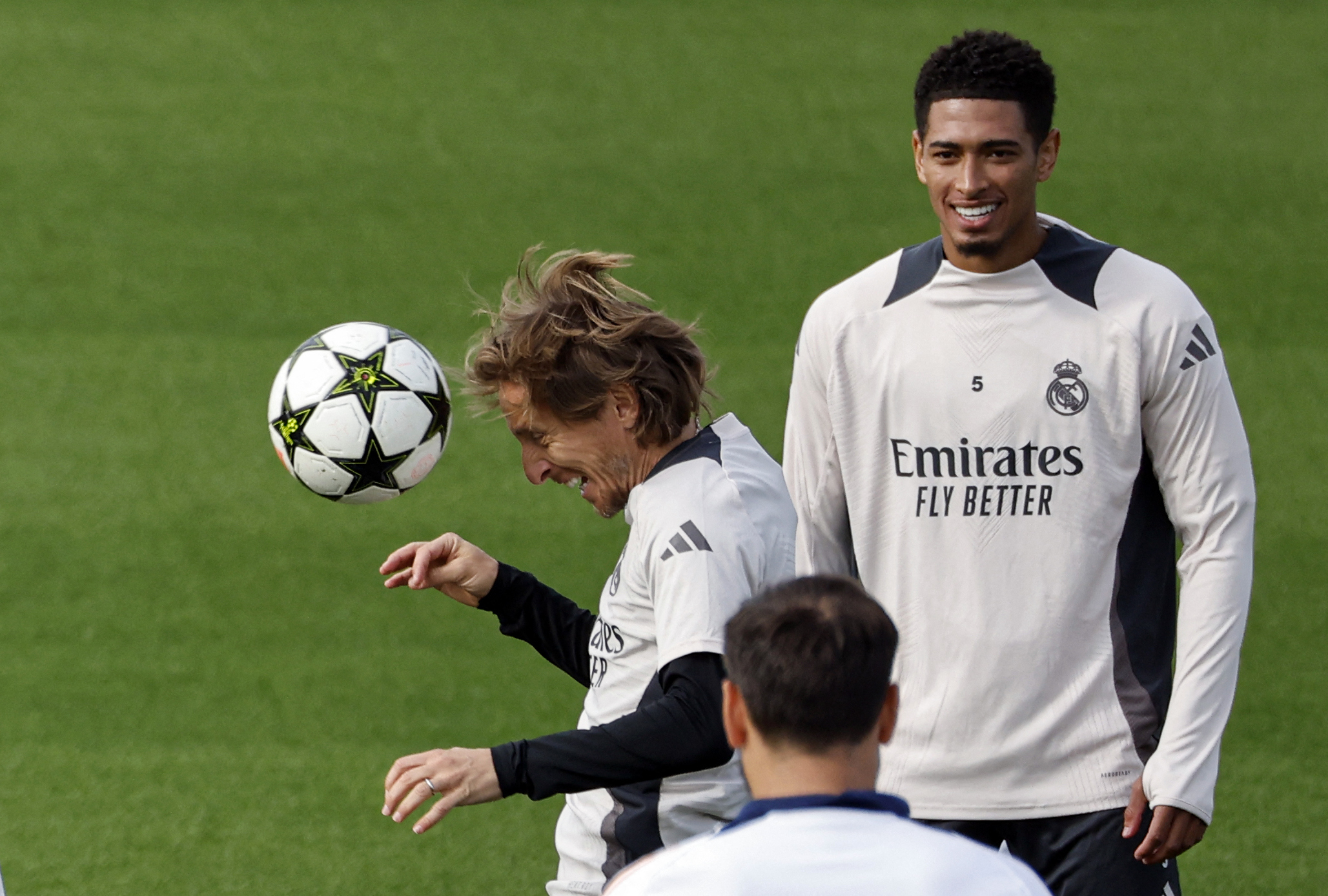 Luka Modrić durante un entrenamiento del Real Madrid previo a jugar contra el AC Milan.