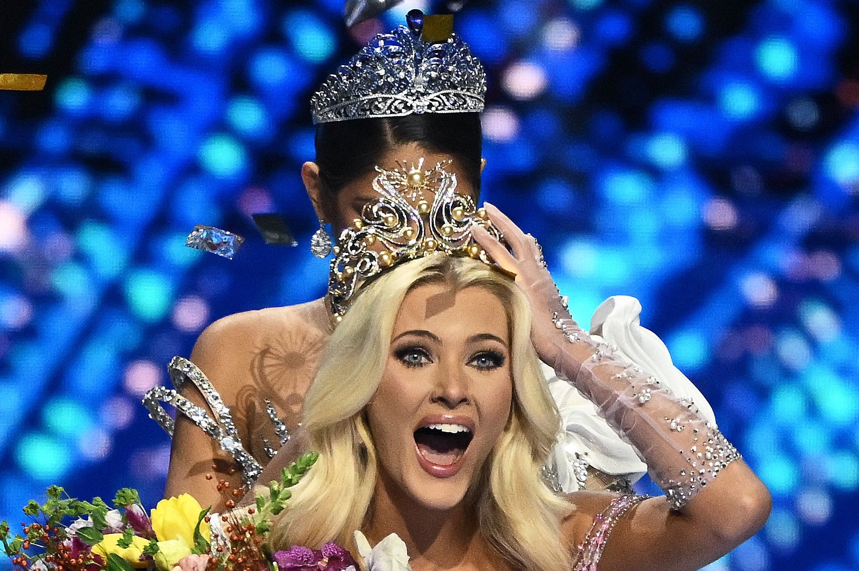 La coronación de la Miss Universo 2024, Victoria Kjær Theilvig.(Foto Prensa Libre: AFP)