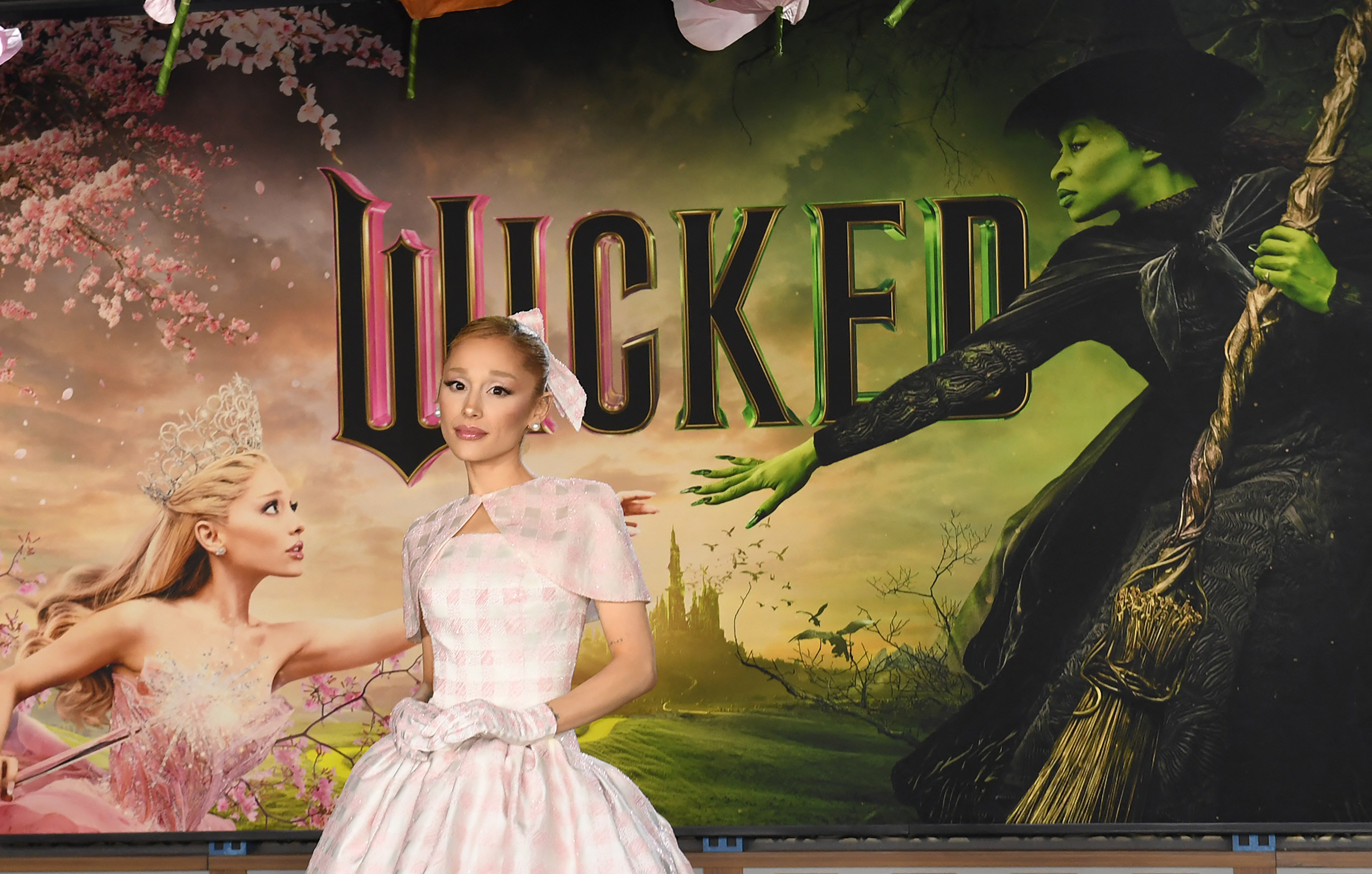 US singer Ariana Grande attends Universal's "Wicked" premiere at the Dorothy Chandler Pavilion in Los Angeles, November 9, 2024. (Photo by VALERIE MACON / AFP)