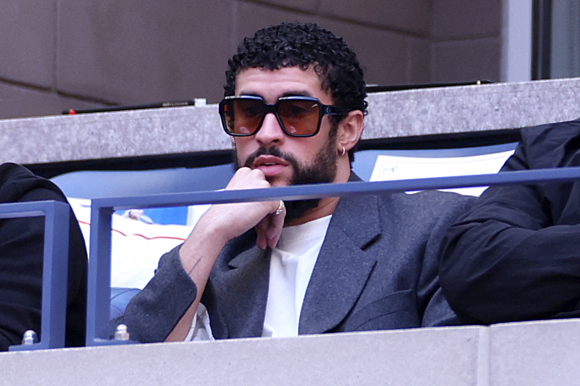 NEW YORK, NEW YORK - SEPTEMBER 08: Singer Bad Bunny attends the Men's Singles Final match between Taylor Fritz of the United States and Jannik Sinner of Italy on Day Fourteen of the 2024 US Open at USTA Billie Jean King National Tennis Center on September 08, 2024 in the Flushing neighborhood of the Queens borough of New York City.   Sarah Stier/Getty Images/AFP (Photo by Sarah Stier / GETTY IMAGES NORTH AMERICA / Getty Images via AFP)