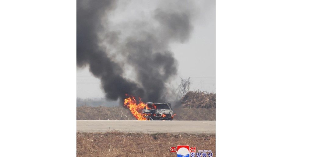 Test de un dron suicida en Corea del Norte. (Foto Prensa Libre: EFE)