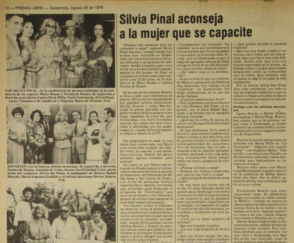 Entrevista en Prensa Libre sobre Silvia Pinal