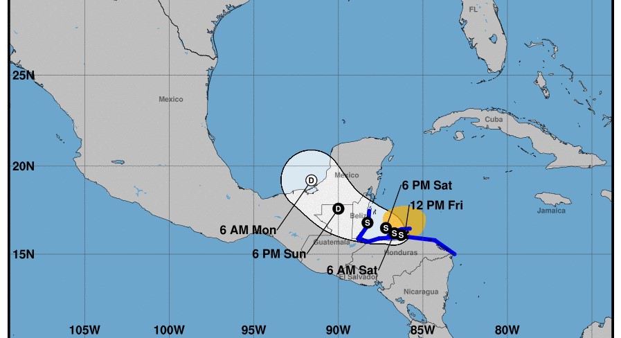 Trayectoria tormenta Sara 15 noviembre 2024