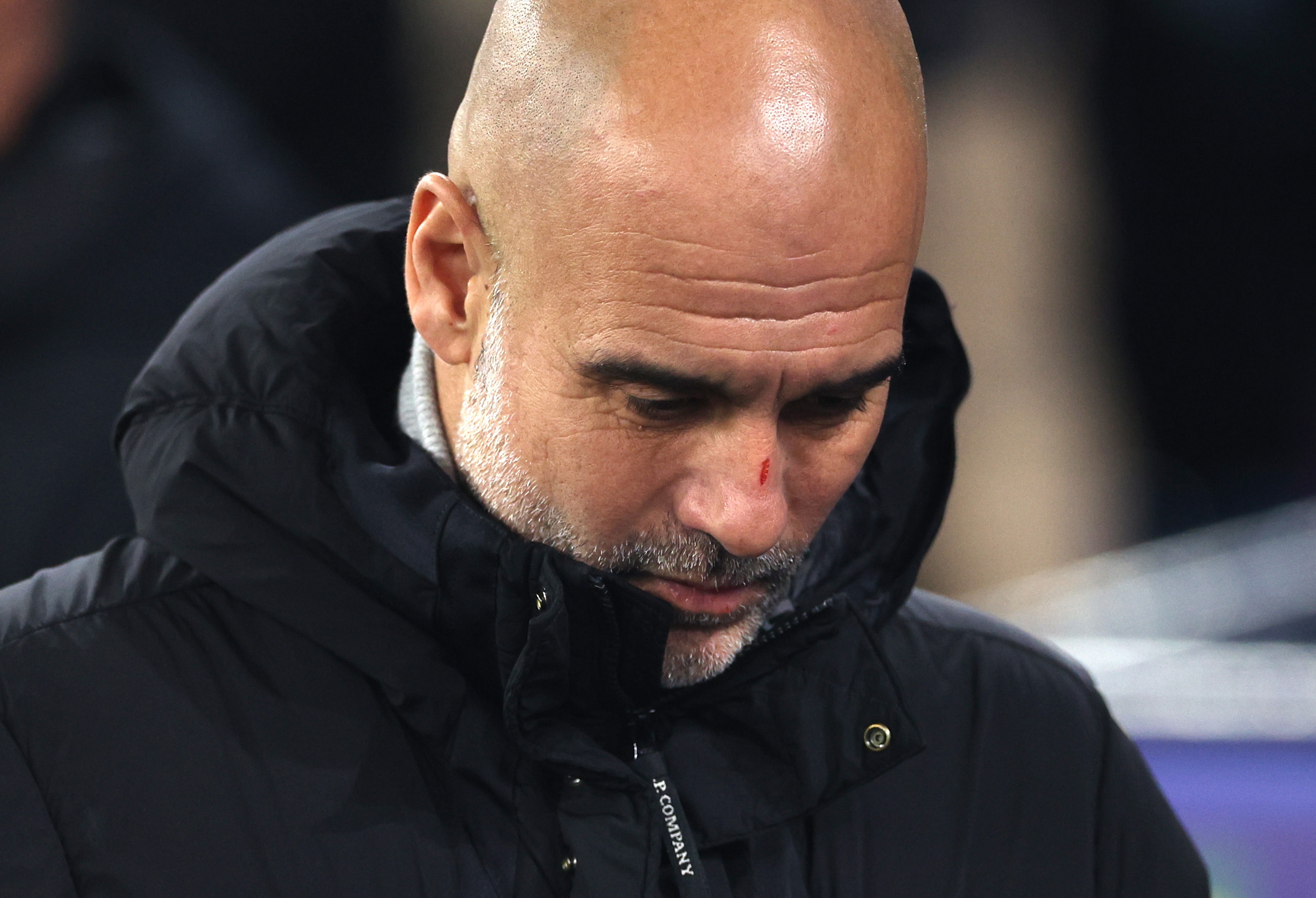 Manchester (United Kingdom), 26/11/2024.- Manchester City manager Pep Guardiola reacts ahead of the UEFA Champions League match between Manchester City and Feyenoord in Manchester, Britain, 26 November 2024. (Liga de Campeones, Reino Unido) EFE/EPA/ADAM VAUGHAN