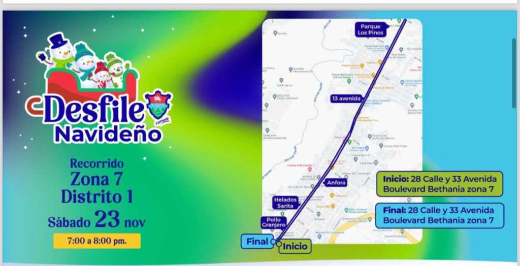 El desfile navideño llegará a zona 7 este 23 de noviembre de 2024