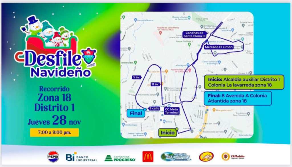 mapa del recorrido navideño del 28 de noviembre