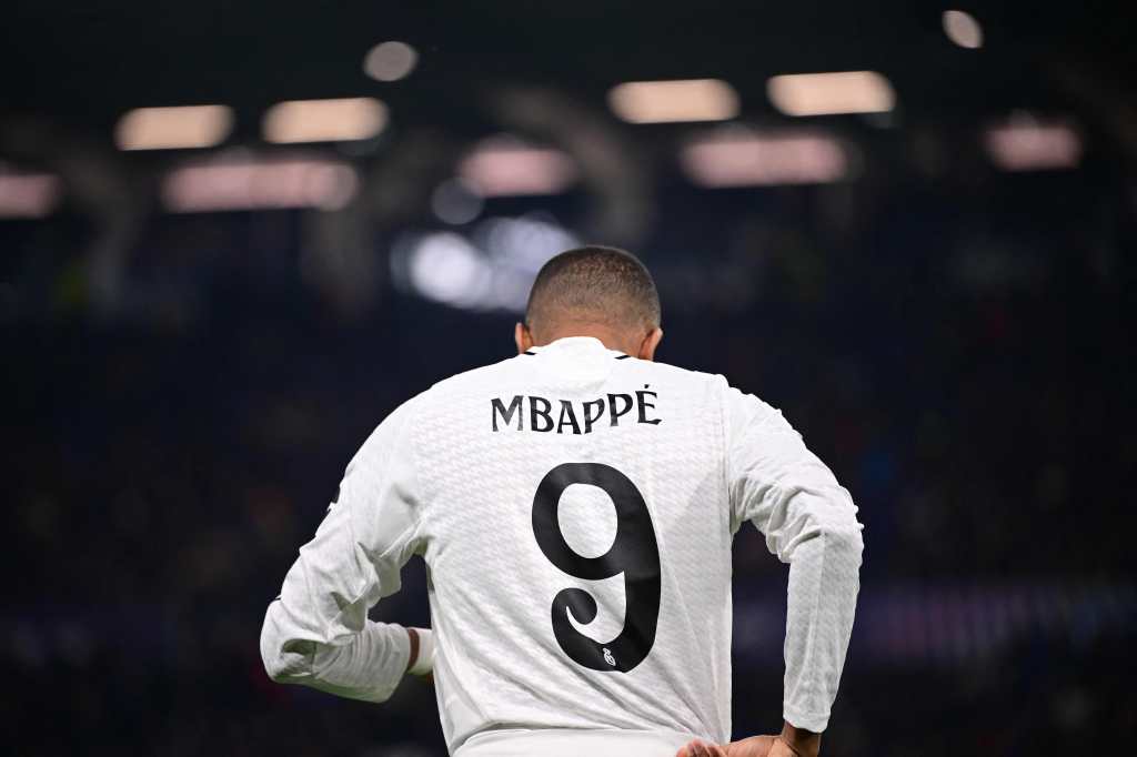 Kylian Mbappé durante un partido de la Champions League. 