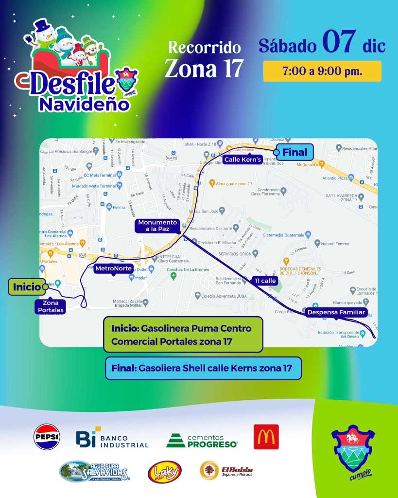 mapa del desfile navideño del 7 de diciembre