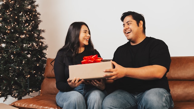 celebración de Navidad en familia