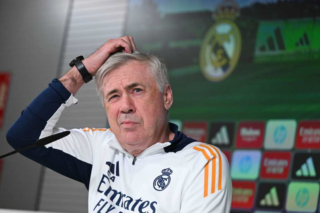 El entrenador del Real Madrid, Carlo Ancelotti, en una rueda de prensa.