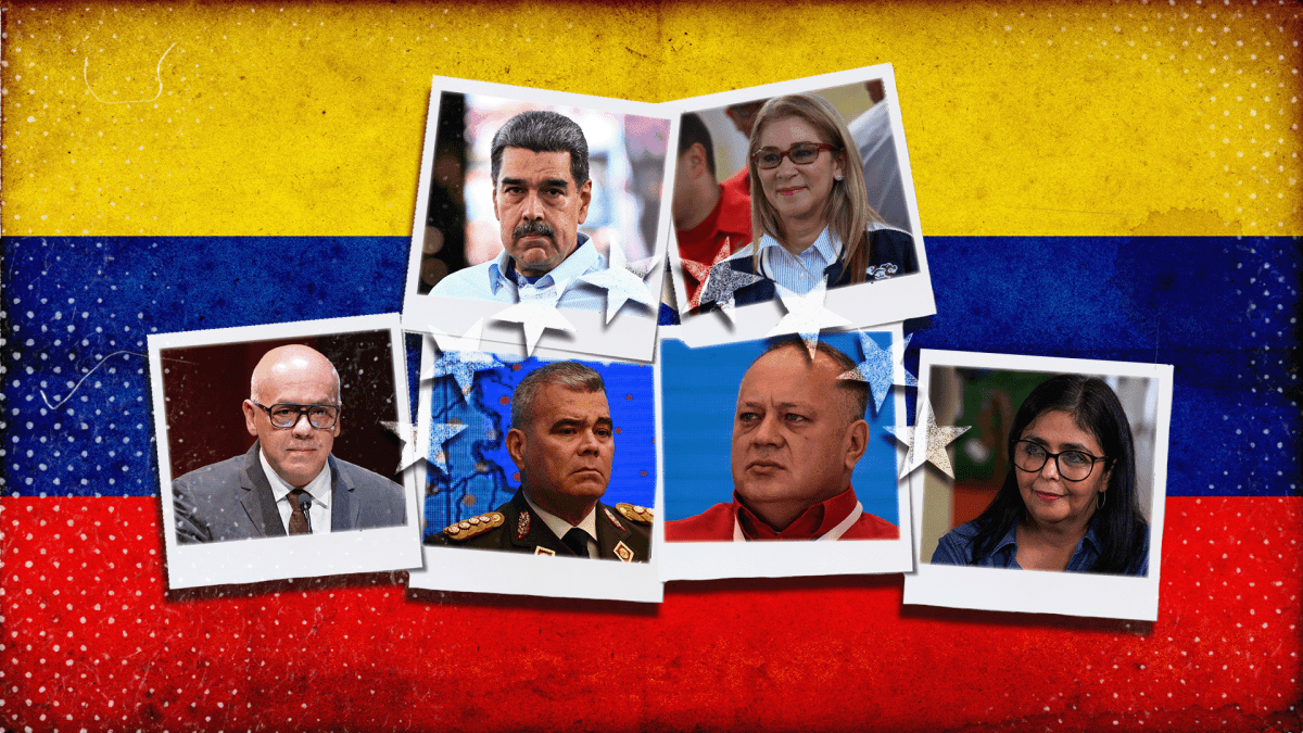 Arriba: Nicolás Maduro y Cilia Flores. Abajo de izquierda a derecha: Jorge Rodríguez, Vladimir Padrino, Diosdado Cabello y Delcy Rodríguez. Fotos: Getty Images