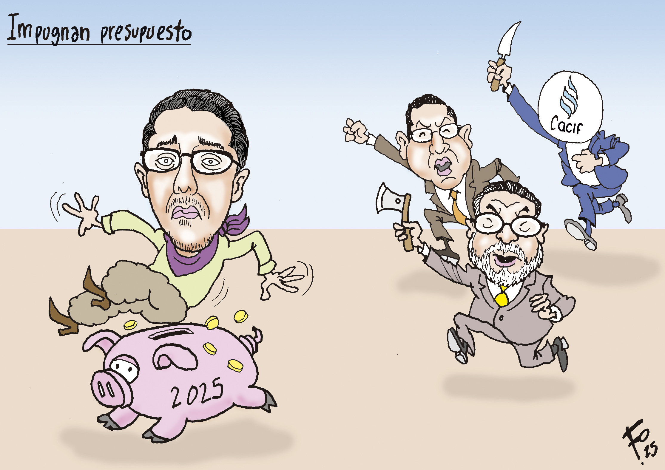 Personajes: Jonathan Menkos, Miguel Balsells y Bequer Chocooj.