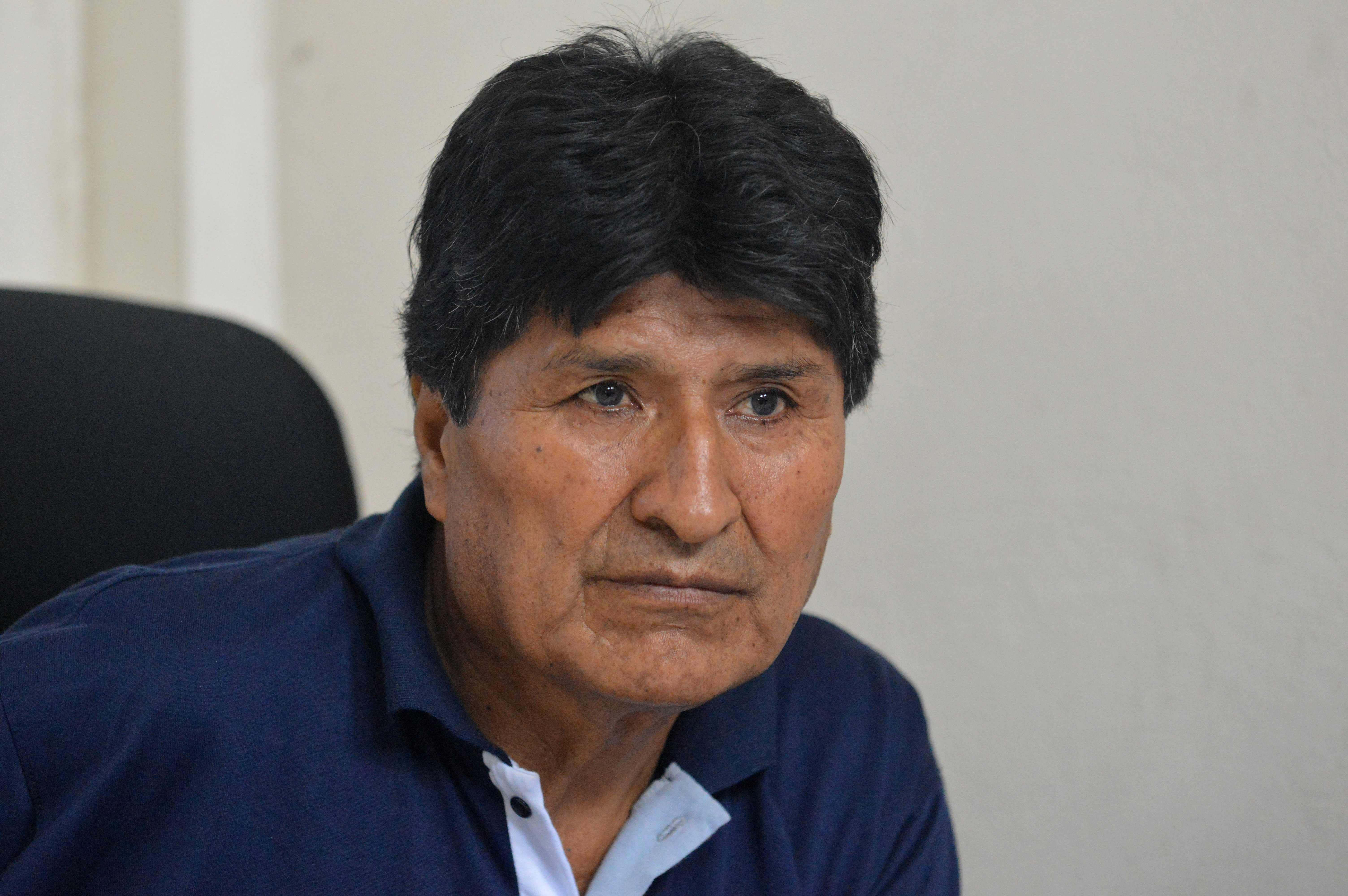 (FILES) Bolivia's former President Evo Morales looks on during an interview with AFP in the village of Lauca N, Cochabamba department, Bolivia, on November 3, 2024. Former Bolivia's President Evo Morales denounced on January 17, he is victim of a "biased and servile justice system" towards the government of his former ally, President Luis Arce, following the arrest warrant issued by a judge against him for a case of alleged trafficking of a minors during his mandate (2006-2019). (Photo by FERNANDO  CARTAGENA / AFP)